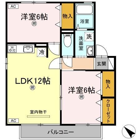 アドミレー樹太 C棟(2LDK/1階)の間取り写真