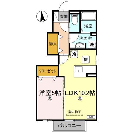 ベルジュネスK(1LDK/1階)の間取り写真