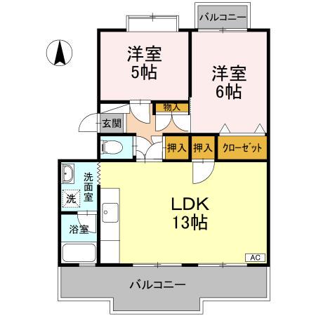 ピュアハイツ(2LDK/1階)の間取り写真