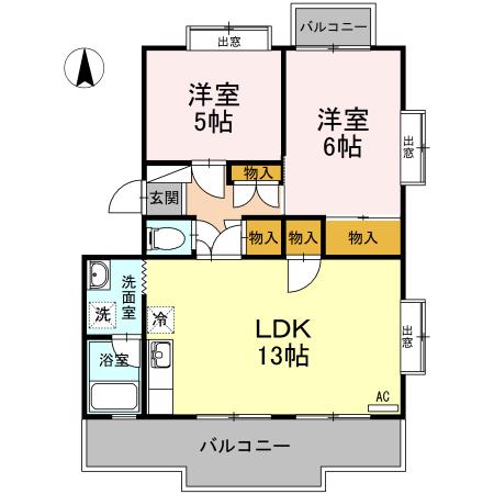 ピュアハイツ(2LDK/2階)の間取り写真