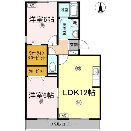 ビッグベアハイツⅡ(2LDK/3階)の間取り写真