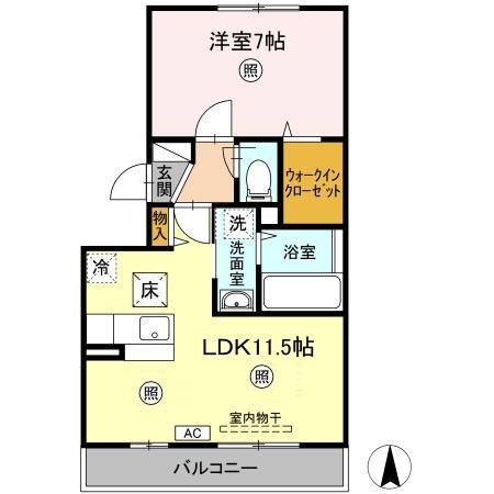 サンフラワー 今里(1LDK/1階)の間取り写真