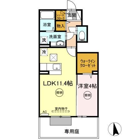 エアリアル・ガーデン(1LDK/1階)の間取り写真