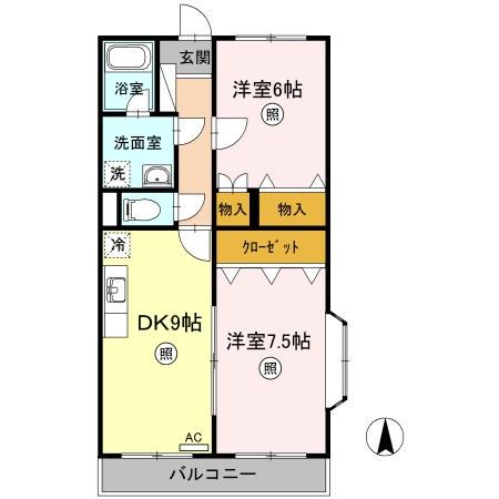 GNOSIS Ⅱ(2DK/2階)の間取り写真