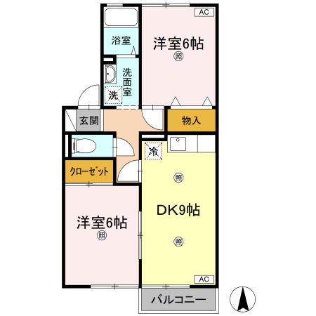 SETTLE ハバラ(2DK/2階)の間取り写真