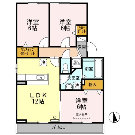 ウィステリア 太田(3LDK/3階)の間取り写真