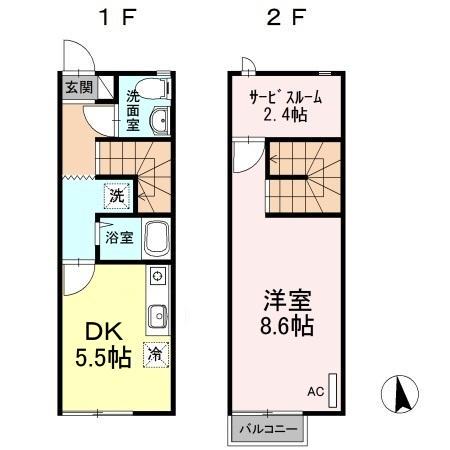 リースランド木太　Ａ(1DK)の間取り写真