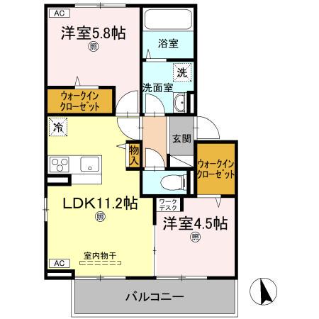 サン・アヴニール(2LDK/3階)の間取り写真