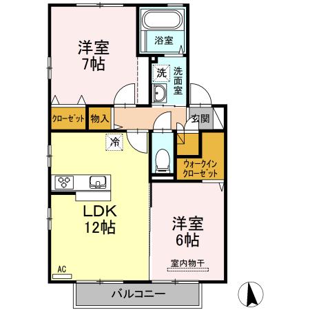 TSスクエアE棟(2LDK/2階)の間取り写真