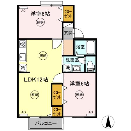 サンハイツMA棟(2LDK/2階)の間取り写真