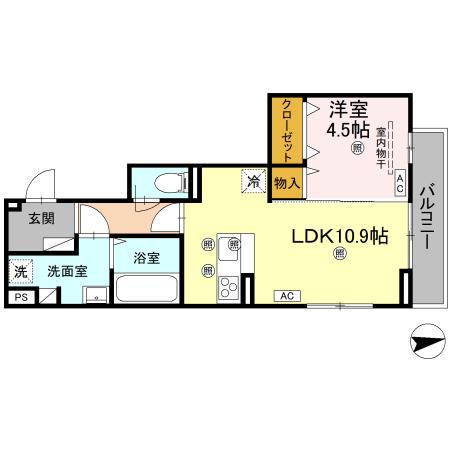 セレノアールB(1LDK/2階)の間取り写真