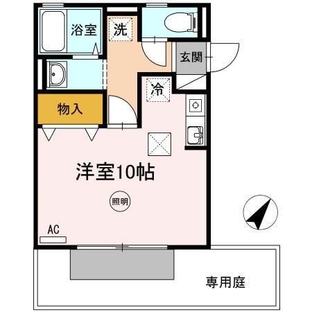 バークリィーハイツ(ワンルーム/1階)の間取り写真