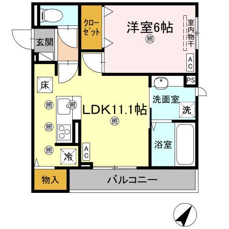 リエートパーク(1LDK/1階)の間取り写真