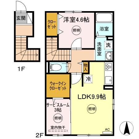 シャインポート屋島III(1LDK/2階)の間取り写真
