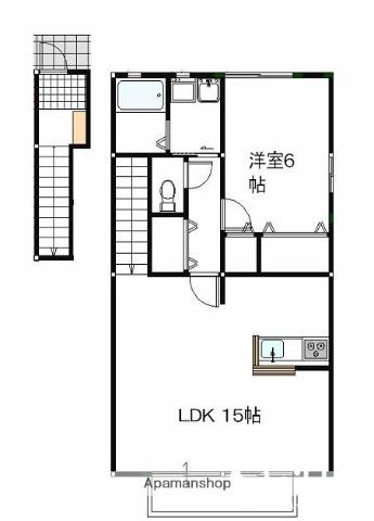 リッセン(1LDK/2階)の間取り写真