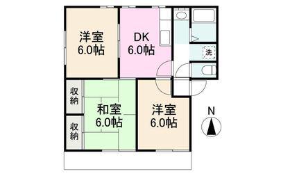 グラスガーデンB(3DK/1階)の間取り写真