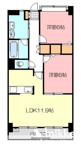 レオパルド国分寺(2LDK/5階)の間取り写真