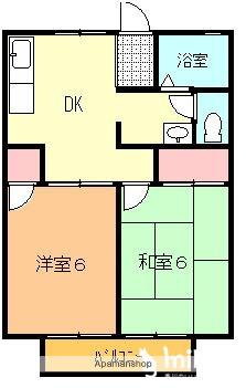 シューグランドールA・B棟(2DK/2階)の間取り写真