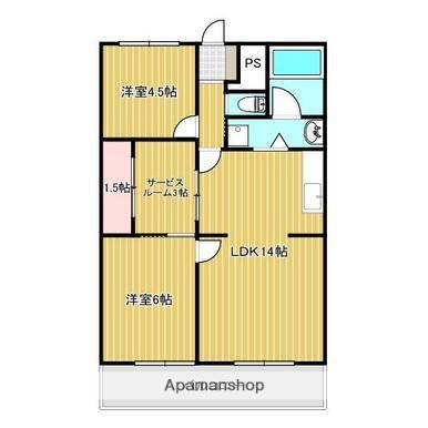 カワイマンション 1・2棟(2SLDK/1階)の間取り写真