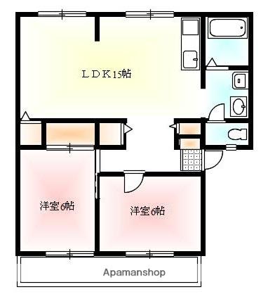 サンライフ原田 A・B・C・D棟(2LDK/2階)の間取り写真