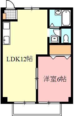 杉山団地ハイツ(1LDK/2階)の間取り写真