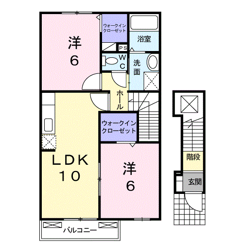 チェリブラッサムⅡ(2LDK/2階)の間取り写真
