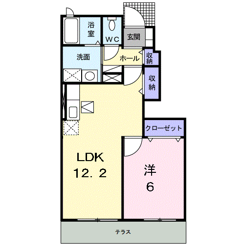 アースA(1LDK/1階)の間取り写真