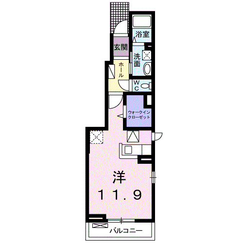 フェリーチェNⅠ(ワンルーム/1階)の間取り写真