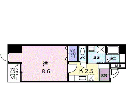 グレース栗林(1K/5階)の間取り写真