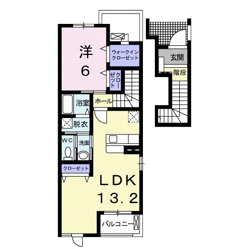 ドエルエバ-グリーンC(1LDK/2階)の間取り写真