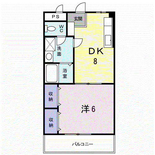 カンパーニュ塩上Ⅰ(1DK/1階)の間取り写真