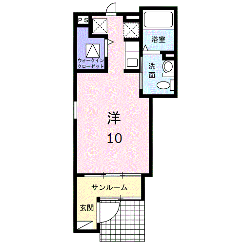 メゾン ド フルールⅡ(ワンルーム/1階)の間取り写真
