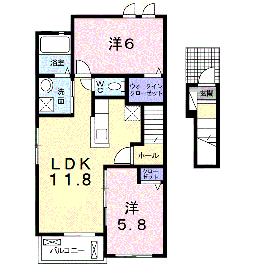 サンライズガーデンD(2LDK/2階)の間取り写真