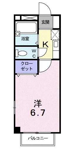 サンミュール木太(1K/2階)の間取り写真