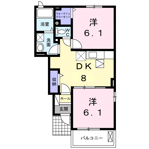 サンピアス三木3(2DK/1階)の間取り写真