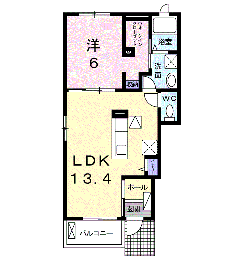 グランディール28 B(1LDK/1階)の間取り写真