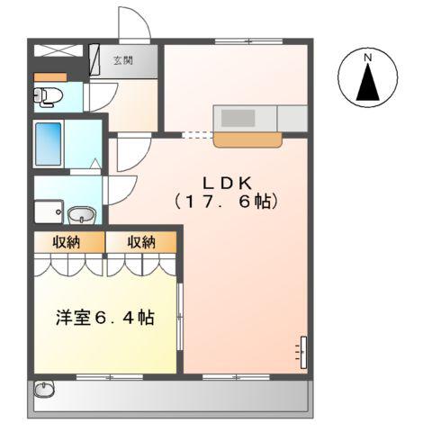 ステイブル円座Ⅱ(1LDK/1階)の間取り写真