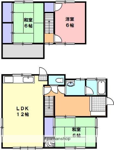 高松琴平電鉄琴平線 空港通り駅 徒歩39分 2階建 築43年(3LDK)の間取り写真