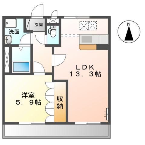 ラフォーレ木太(1LDK/1階)の間取り写真