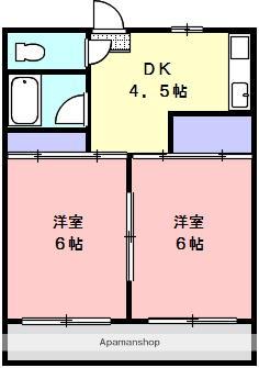 サンハイツ茜Ⅱ(2DK/4階)の間取り写真