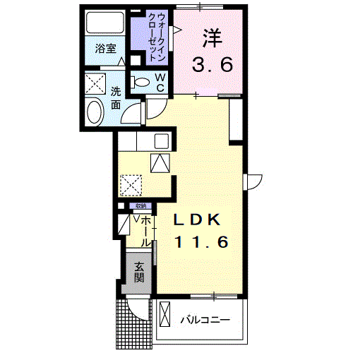 エクセラン元山(1LDK/1階)の間取り写真