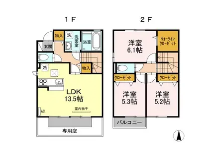 ハピネスハイツ　Ｂ棟(3LDK)の間取り写真