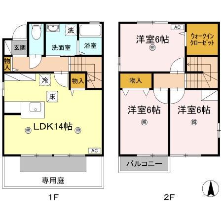 北村ハイツ　棟(3LDK)の間取り写真