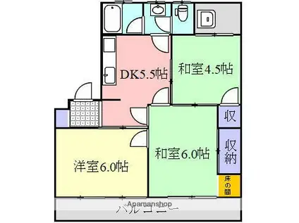 松原マンション(3DK/1階)の間取り写真