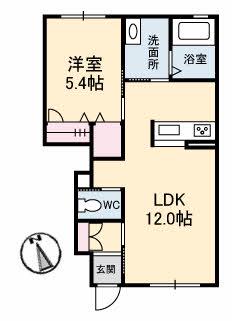 アプリコットⅡ(1LDK/1階)の間取り写真