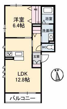 ベレオたまも(1LDK/2階)の間取り写真