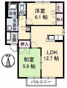 ジュネスTOSHIC棟(2LDK/2階)の間取り写真