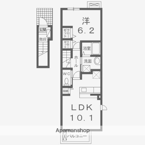 ミルフロールⅡ(1LDK/2階)の間取り写真