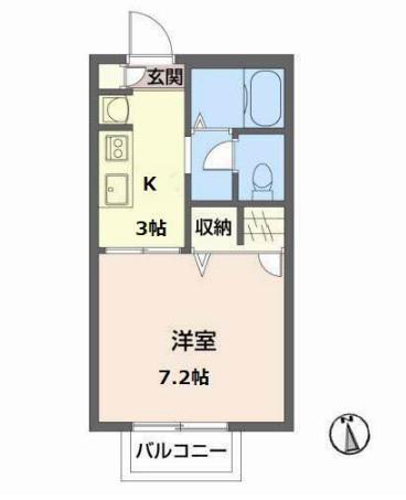 コーポソレイユ(1K/2階)の間取り写真