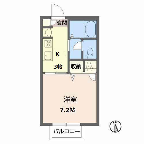 コーポソレイユ(1K/2階)の間取り写真